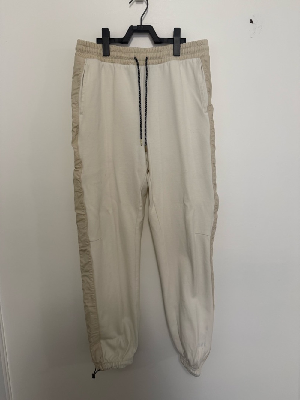 Men's Cream Joggers with Tan Side Panels